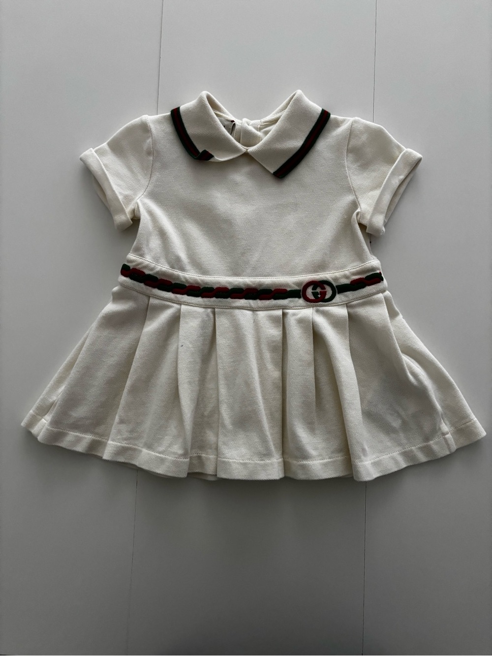 Gucci Cream Polo Dress with Signature Red & Green Web Trim